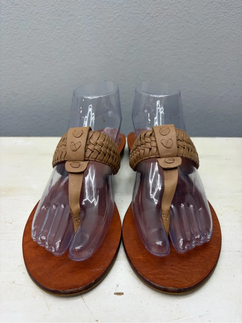 Jack Rogers Brown Leather Thong Sandals Size 8
